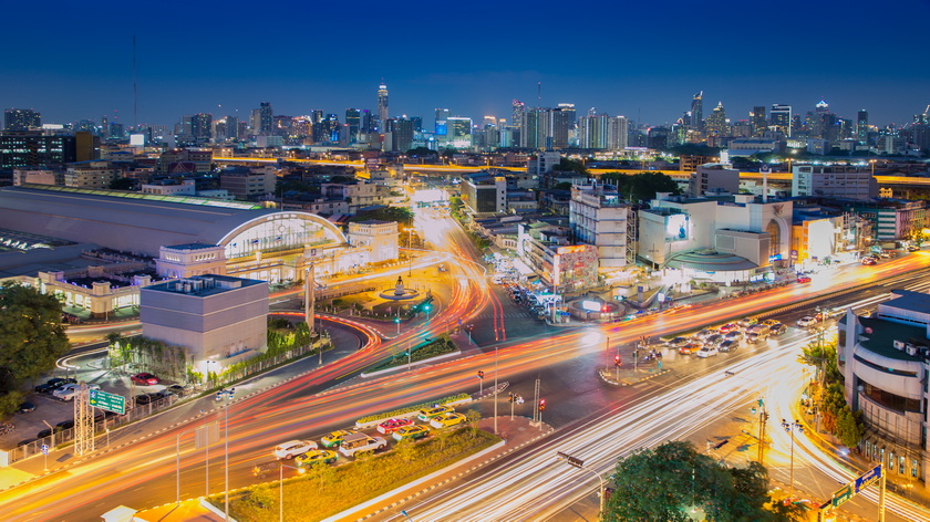 Bangkok city skyline and transport infrastructure demonstrating the strong connectivity between Thailand's capital and Pattaya, supporting tourism, business travel, relocation and property investment.